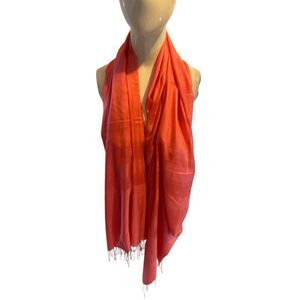 Women’s Scarf With Fringes One Size 60 X 66 Orange Soft & Comfy